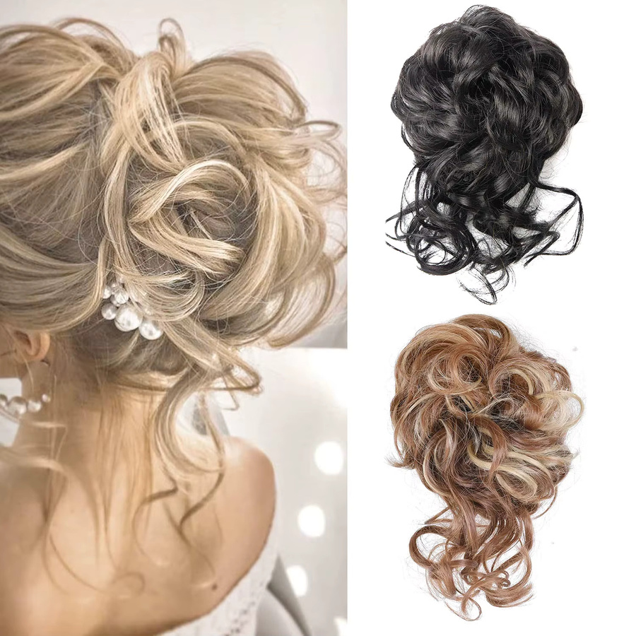 Jeedou Messy Bun Haargummi, synthetisches Haarteil, lockiges Haar - Bild 2