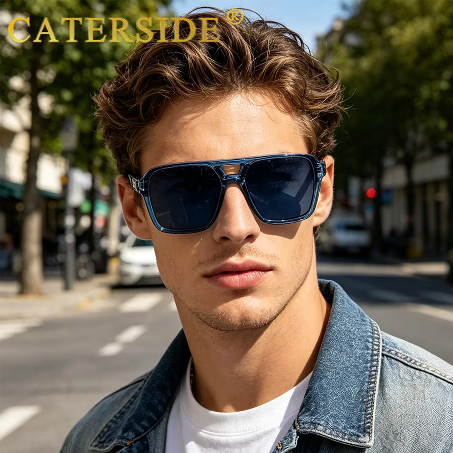 CATERSIDE Retro-Sonnenbrille, quadratisch, Herren, Vollrand, Schwarz, Kunststoff - Bild 2