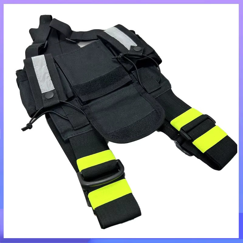 RONGYIN Walkie Talkie Brustgurt mit Reflektierenden Elementen und Front Pack Beutel in Schwarz - Bild 4