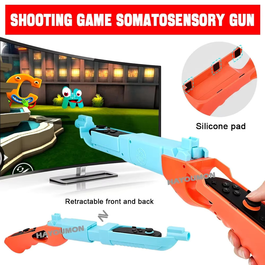 mbchips mc Schießspiel-Pistole für Nintendo Switch mit bewegungsgesteuertem Schaftgriff in Schwarz und Multicolour - Bild 5