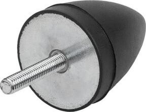 KIPP Gummipuffer parabelförmig mit Außengewinde M08 x 38, Farbe Schwarz, Stahl und Elastomer, Durchmesser: 50 mm, Höhe: 67 mm - Bild 1