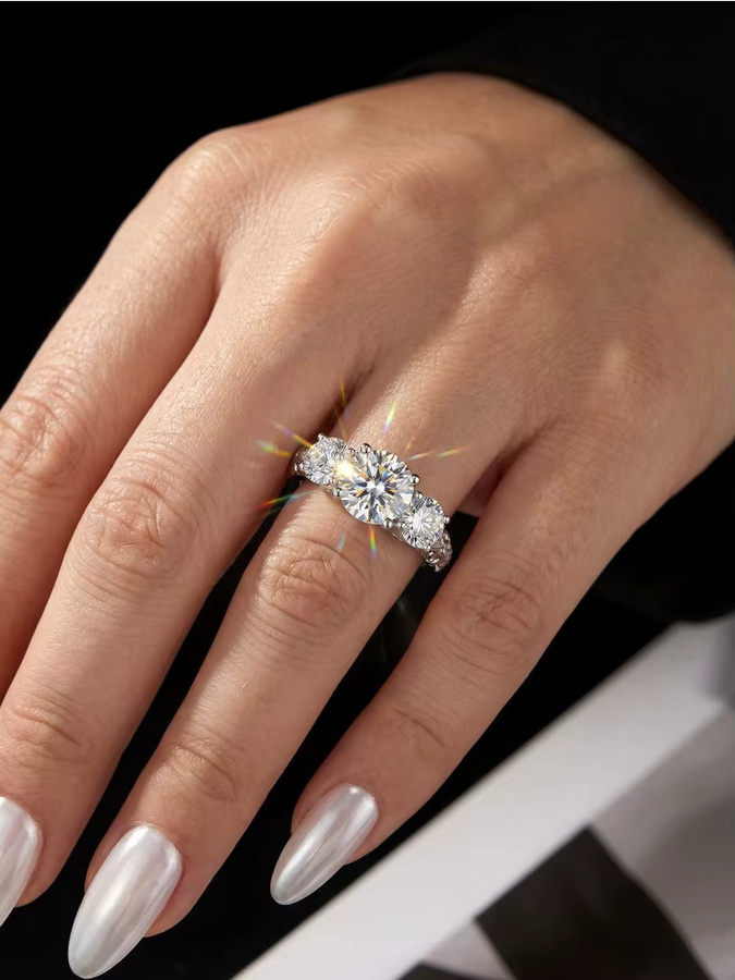 Ring 925 Silber, Moissanit-Diamant, Damen - Bild 3