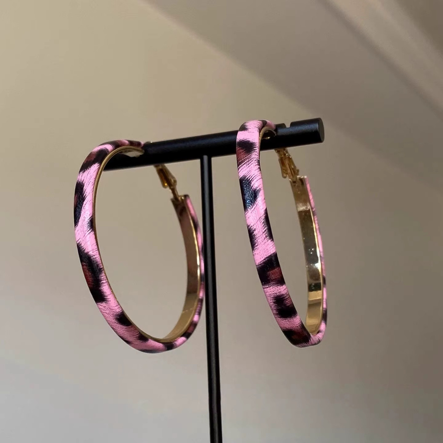DAIZHEMEI Creolen, Rosa Leopardenmuster, PU-Leder, 50 mm, Damen - Bild 2