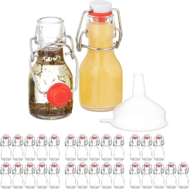 Relaxdays Glasflaschen mit Bügelverschluss, transparent, 30er Pack, H x B x T: 11,5 x 5 x 4,5 cm - Bild 1