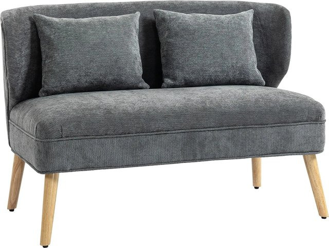 HOMCOM Loveseat aus Polyester und Chenille in Grau mit Schaumstoffpolsterung und Holzrahmen, B: 117 cm, T: 65 cm, H: 78,5 cm - Bild 1