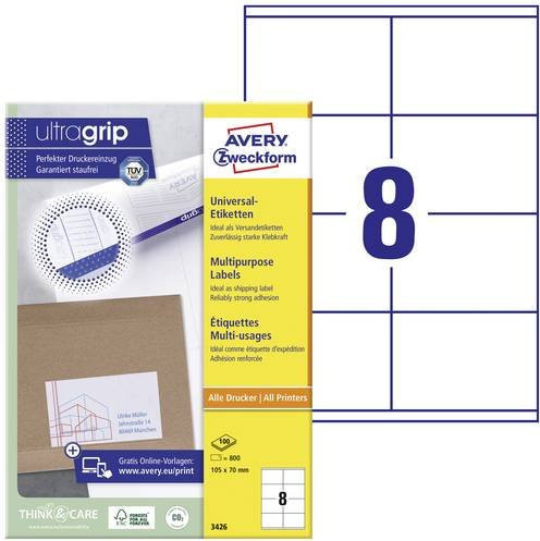 Avery Zweckform Universal-Etiketten 3426, weiß, Papier, 800 Stück, B/H: 105 x 70 mm - Bild 1