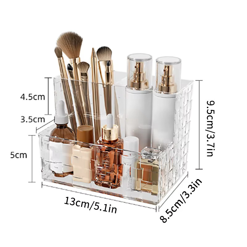 TPXCKz Transparente Desktop-Aufbewahrungsbox aus Acryl in Grau mit mehreren Gittern für Make-up und Kosmetik - Bild 2
