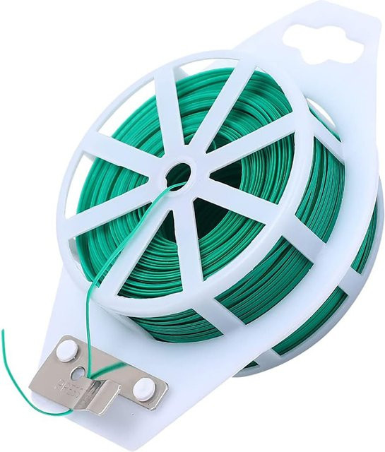 Grüne Twist-Krawatte mit Cutter als Gartenschnur und Stützbinder für Gartenpflanzen zur Kabelorganisation - Bild 1