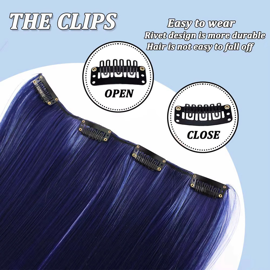 Refeeny Clip-in-Haarverlängerung, synthetisch, bunt, 22 Zoll, Damen - Bild 3