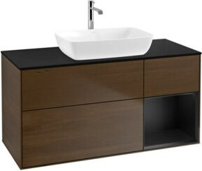 V&B Waschtischunterschrank Finion in Blau lackiert mit Echtholzfurnier, Breite: 120 cm, Tiefe: 50,1 cm, Höhe: 50,1 cm - Bild 1