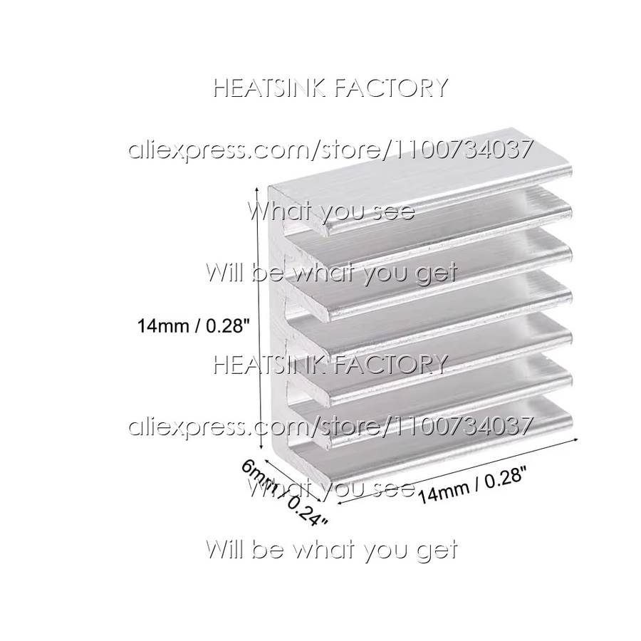 WE DO HEATSINK Aluminium Kühlkörper mit doppelseitigem Klebeband, Silber/Schwarz, B/T/H: 1,4 x 1,4 x 0,6 cm - Bild 2