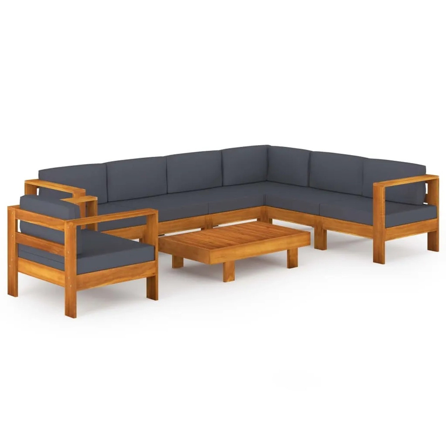 vidaXL 8-tlg Garten-Lounge-Set aus geöltem Akazienholz mit grauen Auflagen Modell 2 - Bild 2
