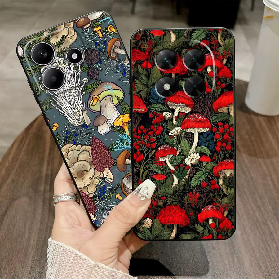 Handyhülle mit Vintage-Pilzmuster für Xiaomi Redmi Note Serie in Schwarz - Bild 2