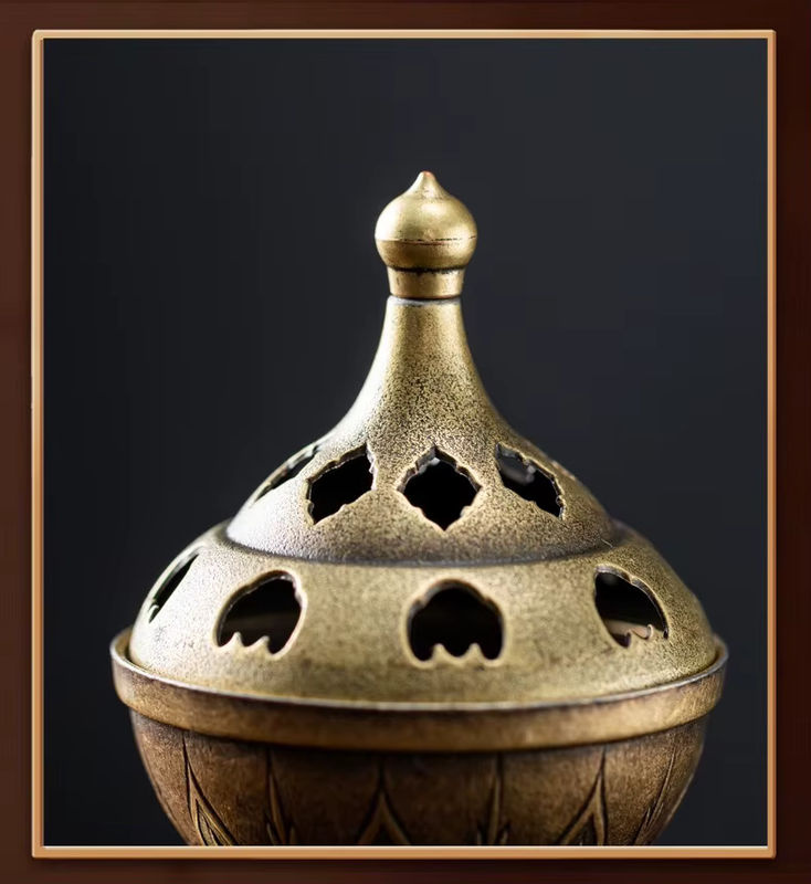 CANYAN Rotierendes Räuchergefäß aus Messing in Gold, Orientalisches Design, Rund und Stehend - Bild 4