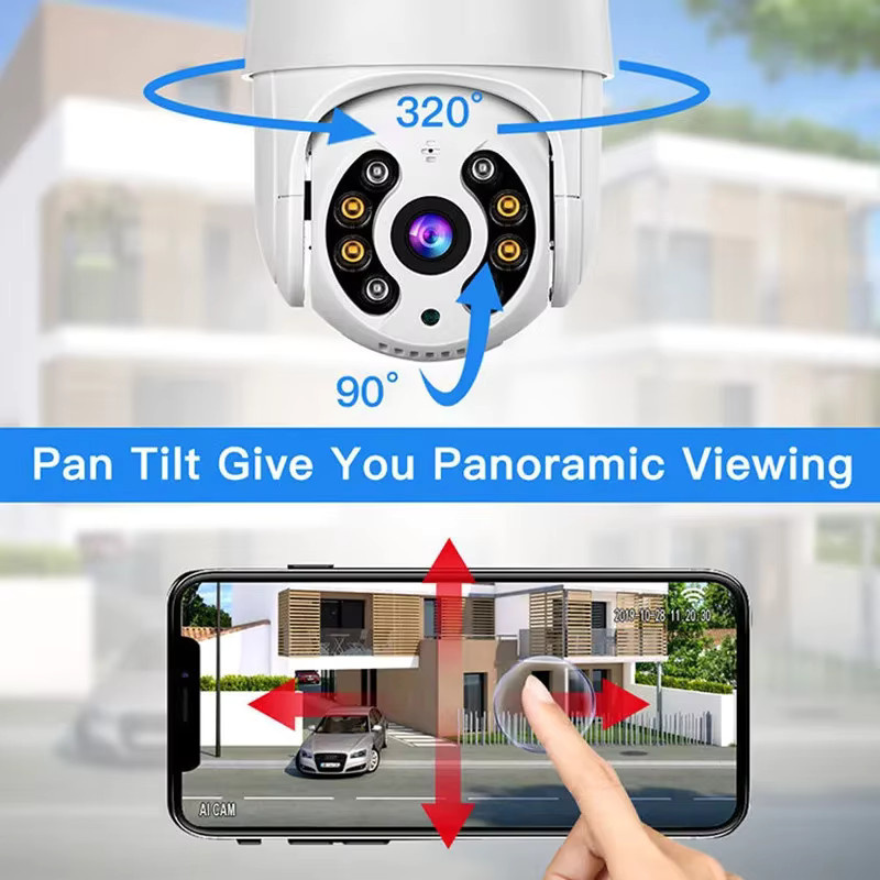 V360PRO 8MP 4K WLAN PTZ-Überwachungskamera für Außenbereich mit KI-Auto-Tracking und Farbnachtsicht in Weiß - Bild 2