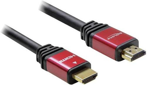 Delock HDMI Anschlusskabel High Speed mit vergoldeten Steckkontakten, Farbe: Rot/Schwarz, Länge: 2,00 m - Bild 1
