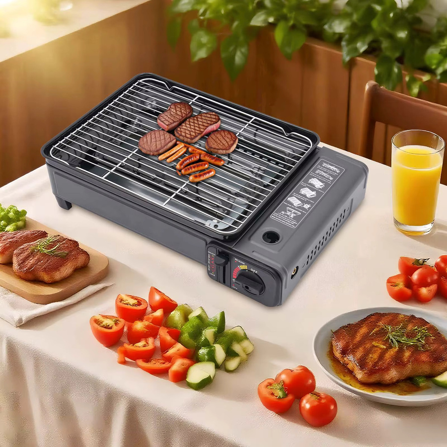 Bymaocar Tragbarer Camping-Gaskocher für Butan, Tischgrill in Schwarz - Bild 5