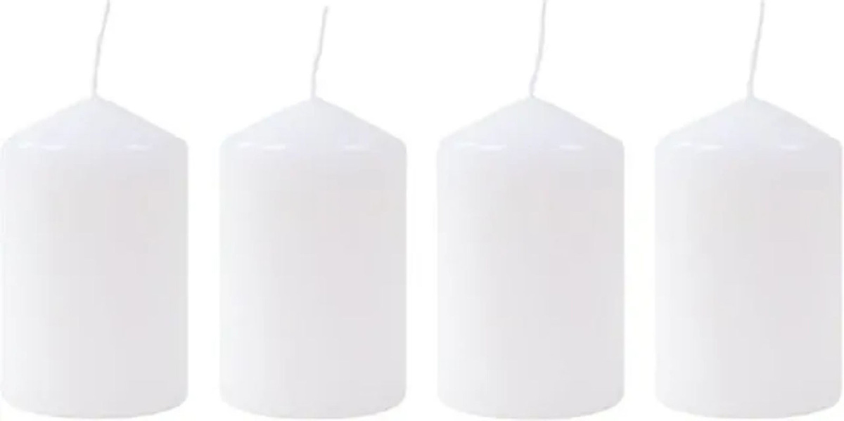 Buri 4er-Set Adventskranzkerzen in Weiß, runde Stumpenkerzen aus Paraffin, Durchmesser: 5 cm, Höhe: 8 cm - Bild 1