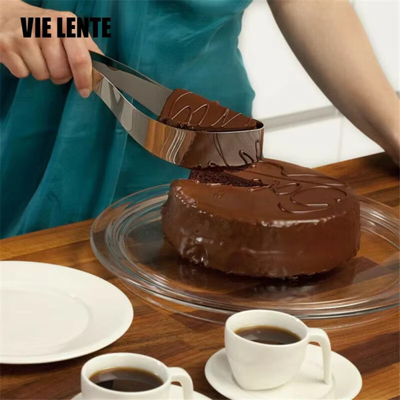 VIE LENTE Kuchen-Slicer aus Edelstahl in Silber zum Schneiden und Servieren von Kuchen, Cookies und Desserts - Bild 2
