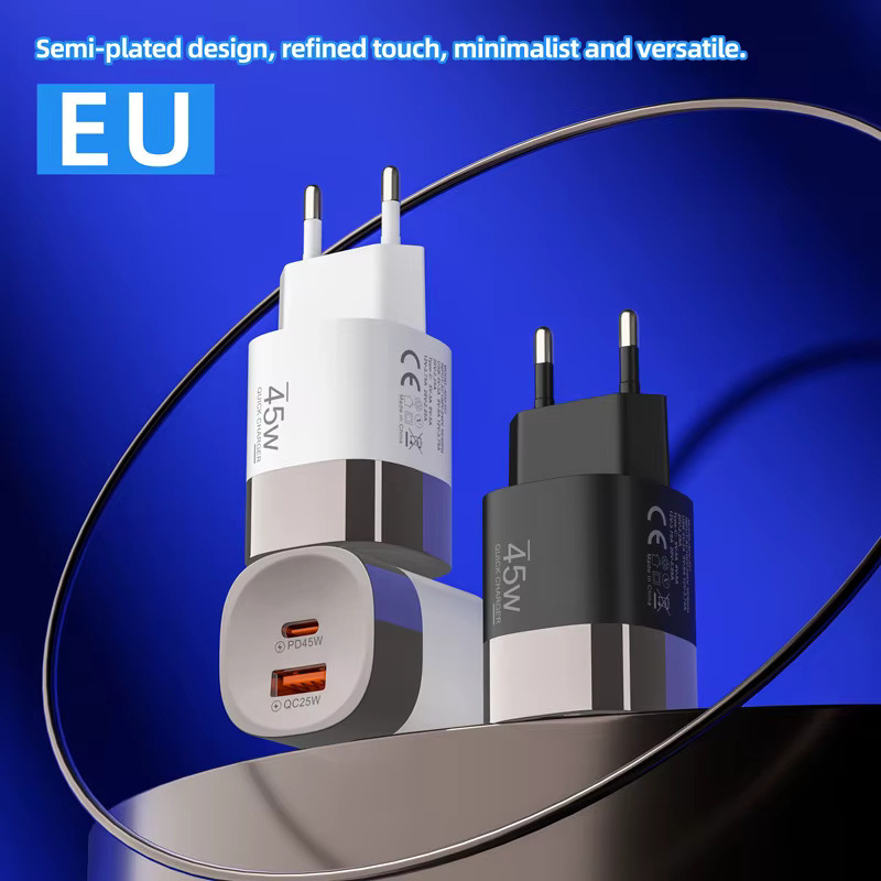 Multi-Port 45W Schnellladegerät PD20Q mit USB-A und USB-C, QC3.0 Netzadapter in Weiß für iPhone und iPad - Bild 3