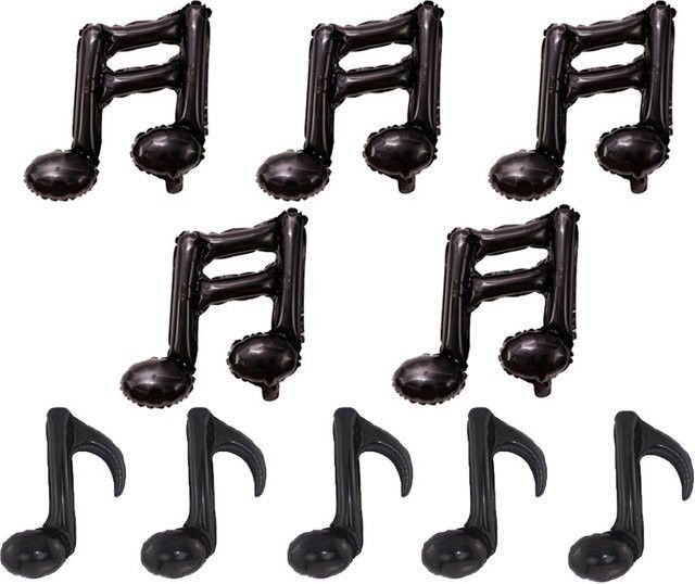 10er Set Musik Noten Ballons aus Aluminium in Silber für deine Geburtstagsparty von LQVYI - Bild 1