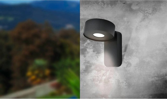 Eglo Palosco LED-Außenwandleuchte in Schwarz mit transparentem Design, modern und rund, IP44, 6 W - Bild 1
