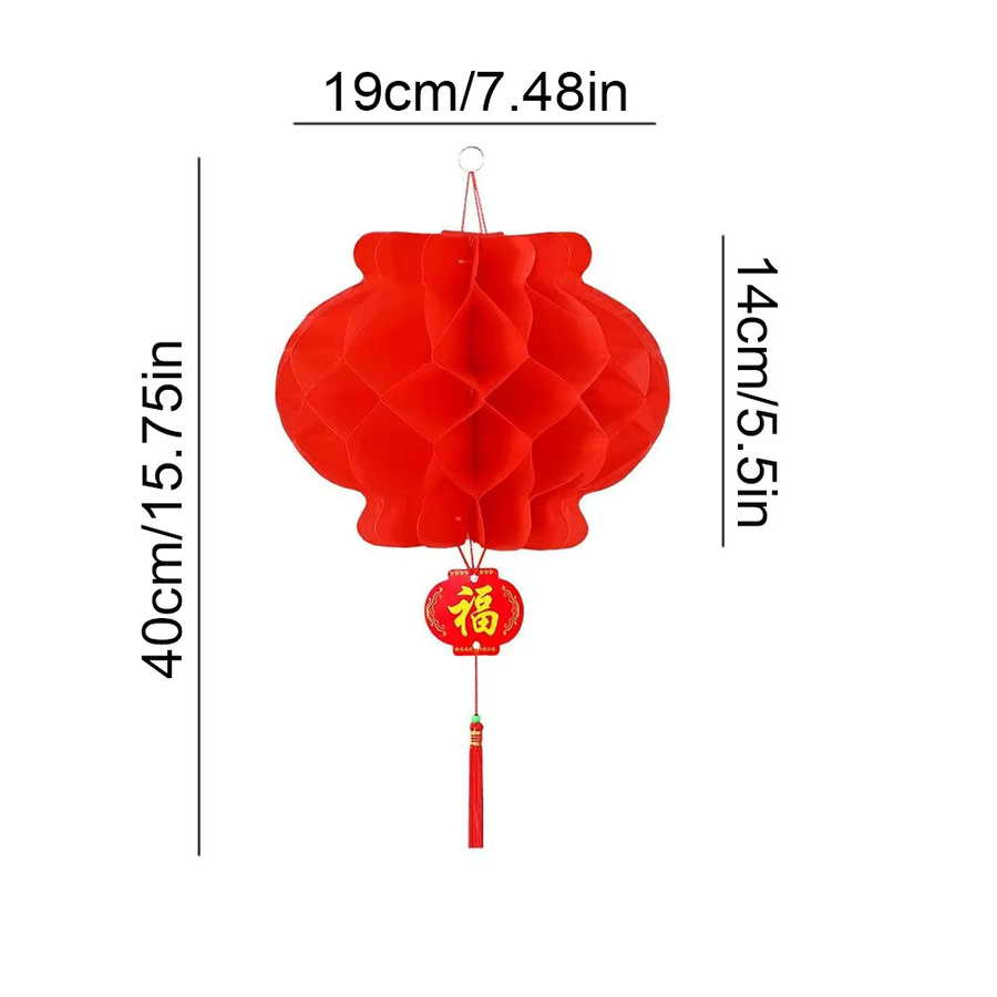 Rote Faltbare Papier-Rotlaterne von SAFEBET mit Fu-Zeichen für das Frühlingsfest, Durchmesser: 20 cm - Bild 3