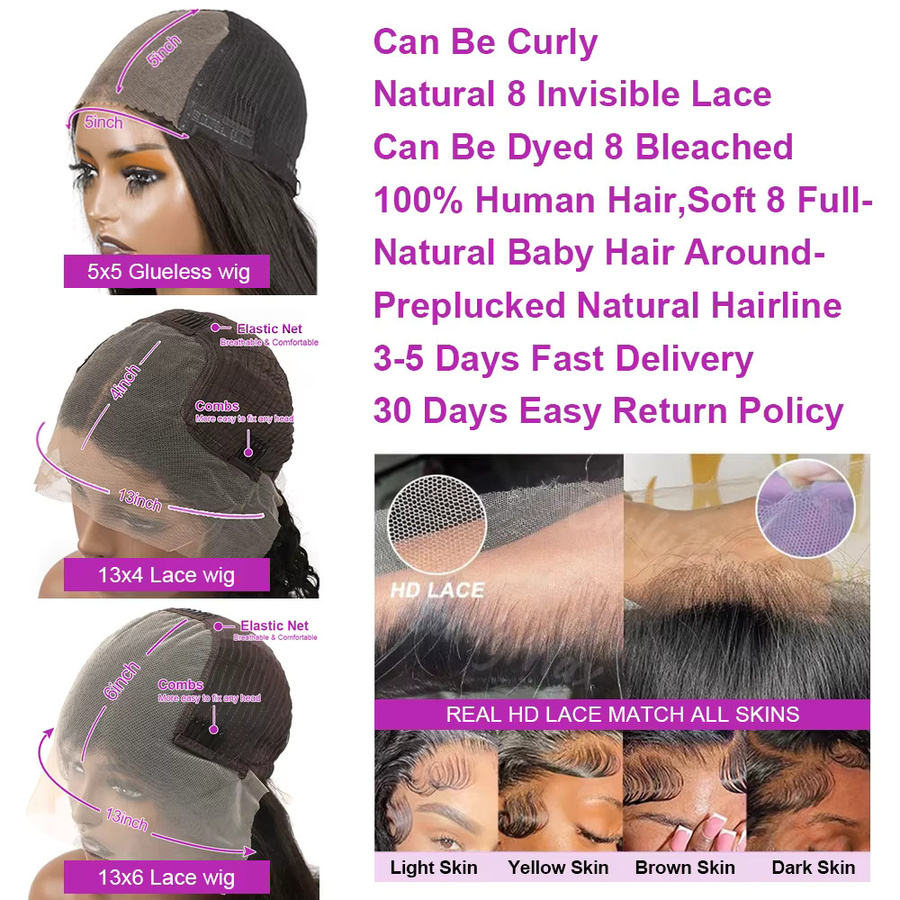 HJ WEAVE BEAUTY Perücke, kurzer Bob, Brasilianische Spitze, Damen - Bild 6