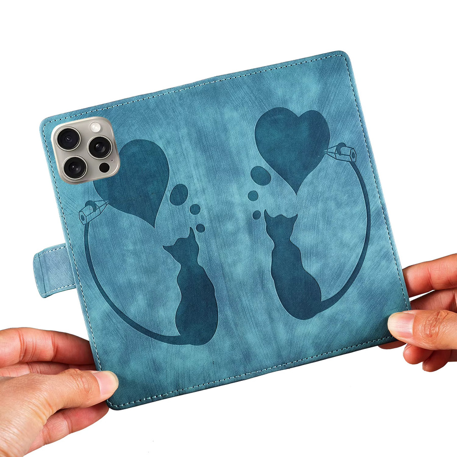 Leder Handy Hülle mit 3D-Tierprägung und magnetischem Flip-Cover für Apple iPhone, Farbe: Lila - Bild 3