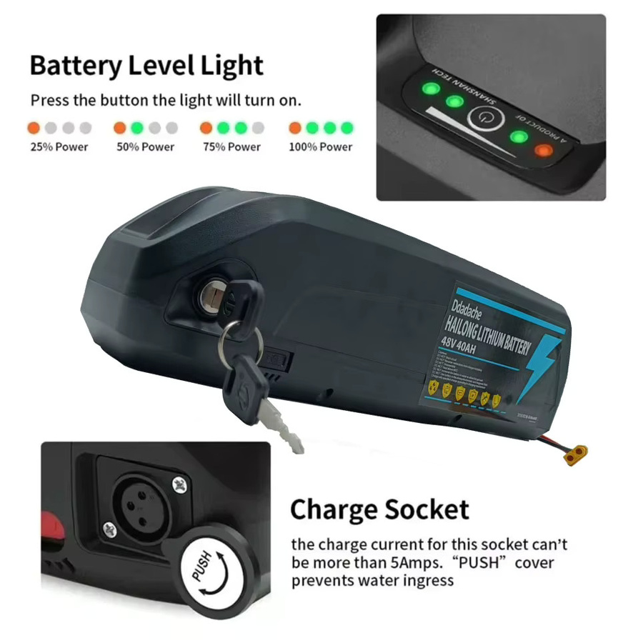 Hailong Lithium-Ionen-Akku für E-Bikes 36V/48V in Schwarz für Motoren von 500W bis 1500W - Bild 3