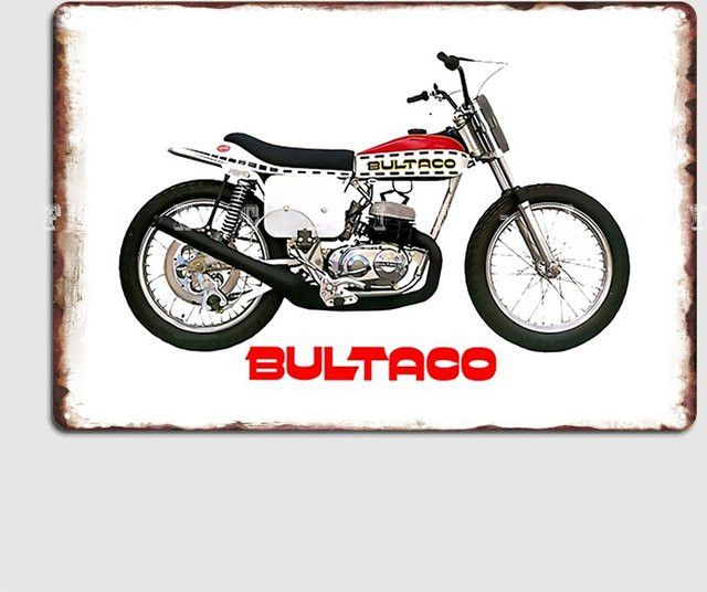 Bultaco Motorrad Metallschild Wanddekoration für Garage und Wohnzimmer - Bild 1