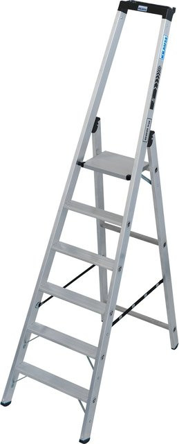 Krause Stabilo Stehleiter aus Aluminium mit 6 Stufen und Sicherheitsbügel in Silber - Bild 1
