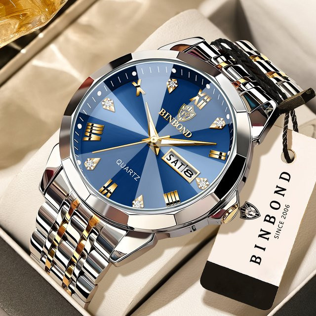BINBOND Armbanduhr Quarz, Edelstahl, Blau, Herren - Bild 1