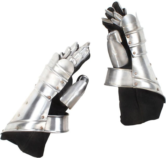 VD Home Furnishing Mittelalterliche Rüstungshandschuhe Replik, Silberstahl - Bild 1