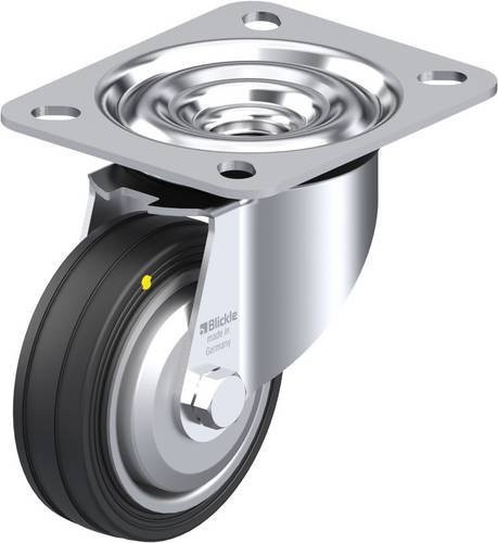 Blickle Lenkrolle LE-VE 80R-EL-FA in Schwarz und Silber, Rad-Durchmesser: 80 mm, Tragfähigkeit: 50 kg - Bild 1