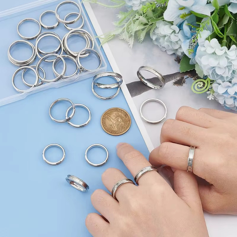 18 Stück Fingerringe Edelstahl, Silber, Unisex - Bild 2