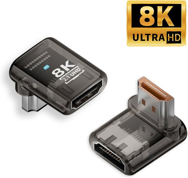Geris Power HDMI 2.1 Adapter Transparent mit 90, 270 und 360 Grad Winkel für 8K @ 60 Hz HDTV und PS5 - Bild 1