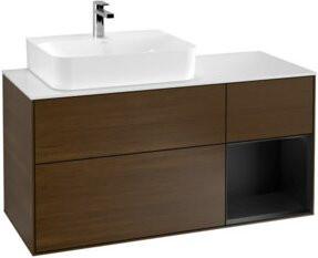 V&B Waschtischunterschrank Finion mit Wandbeleuchtung, Walnuss, Breite: 120 cm, Tiefe: 50,1 cm, Höhe: 50,1 cm - Bild 1