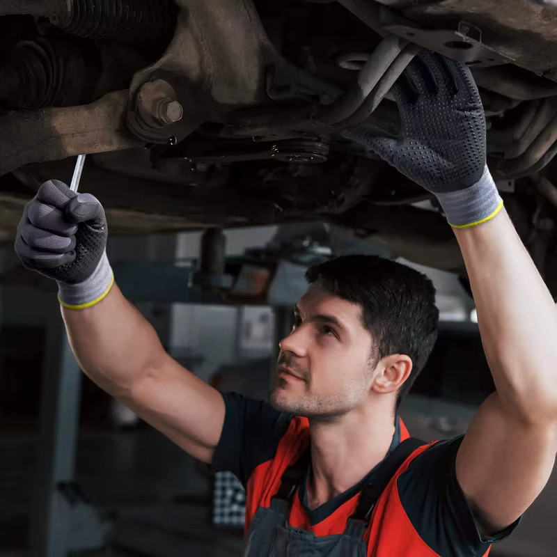 YUMARCH Sicherheits-Arbeitshandschuhe mit Mikroschaum-Nitril-Beschichtung, atmungsaktiv und nahtlos gestrickt mit Noppen-Grip für Mechaniker und Gartenarbeit - Bild 5