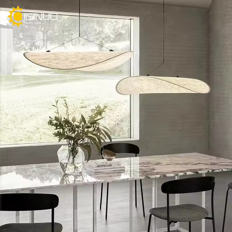 IISINUO Pendelleuchte aus Seidenstoff und Metall, verstellbare Zen-Ambiente-Beleuchtung für Wohnzimmer und Schlafzimmer, Schwarz oder Weiß, Höhe: 220 cm, Durchmesser: 40 cm - Bild 2