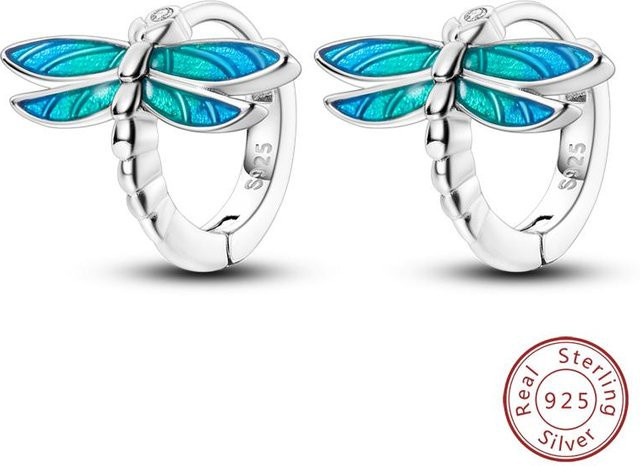 Ohrringe 925 Silber, Libelle Schmetterling, Zirkonia, Kristall, Damen - Bild 1