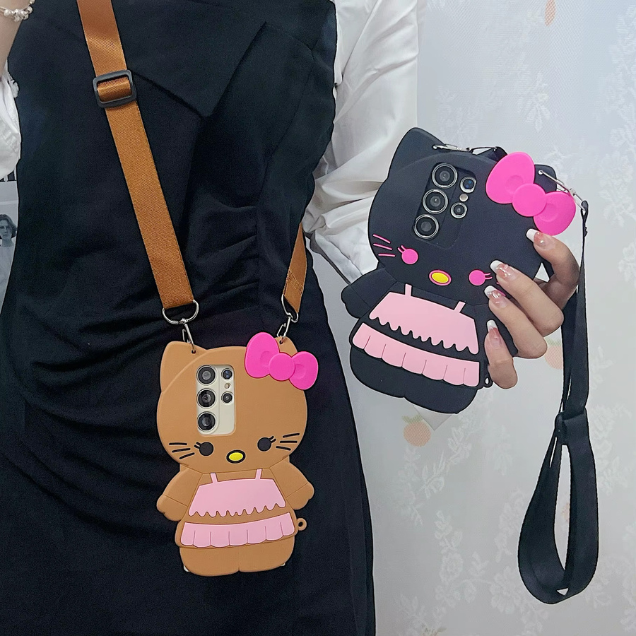 Hello Kitty 3D Cartoon Badeanzug Handyhülle für Samsung Galaxy S21 S22 S23 S24 S25 S26 Plus Ultra FE A15 A16 A53 A57 in Schwarz und Mehrfarbig - Bild 3