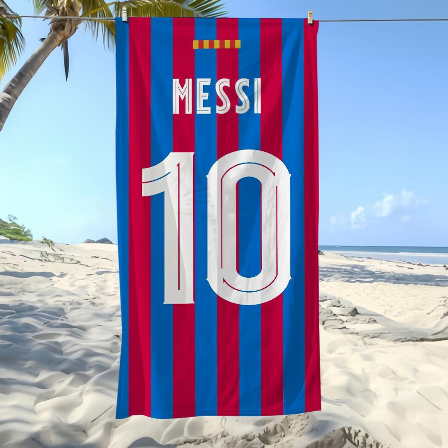 Shanika Chen Strandtuch mit Messi Nummer 10 Motiv, Multicolor, B: 40 cm, H: 60 cm - Bild 2