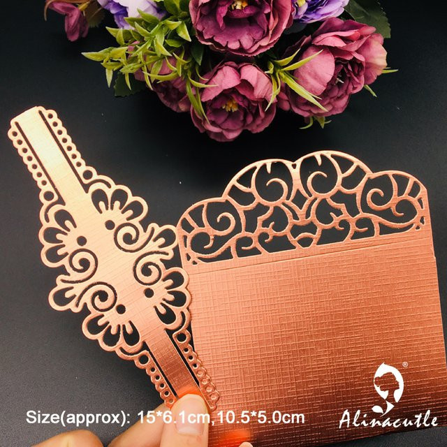 Alinacutle Metall-Stanzform Set mit Vintage-Spitzenrand in Gold für DIY Scrapbooking und Papierhandwerk, 2 Stück - Bild 1