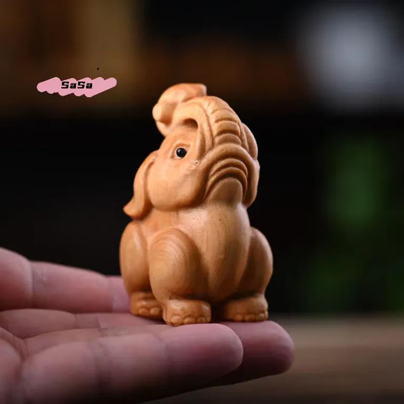 Handgefertigte Elefantenfigur aus Holz in Braun zur Innen- und Außendekoration - Bild 3