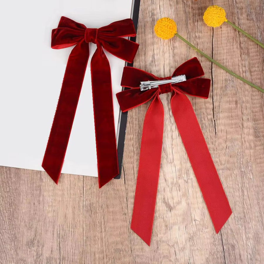 10er Set Samt Schleifen als Weihnachtsbaum Dekoration und Geschenkverpackung in Burgund Rot, Grün und Schwarz - Bild 3