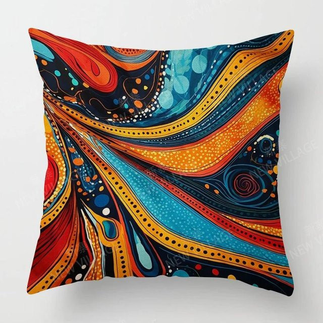 Modernes Dekokissen mit abstraktem Grafikdesign von GUOYU HOMEDECOR, mehrfarbig, quadratisch, aus Polyester - Bild 1
