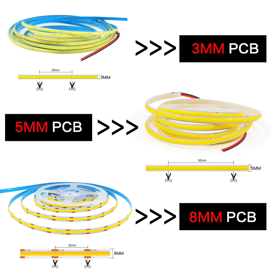 KISUFU COB LED-Streifen RGB mit 9 Farben, dimmbar und selbstklebend, 12V, Multicolour Nachtbeleuchtung für Küche, Spiegel oder TV-Hintergrundbeleuchtung - Bild 6