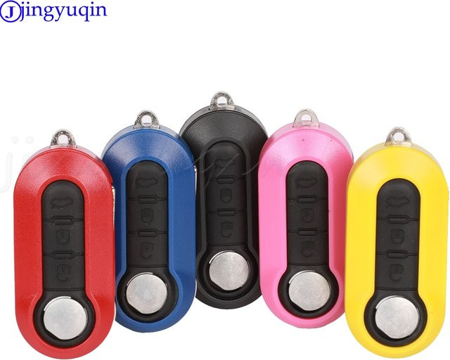 Jingyuqin Bunte 3-Tasten Flip Remote Key Hülle für FIAT 500 Panda Punto Bravo Autoalarm Keyless Entry Fob Cover, Mehrfarbig - Bild 1