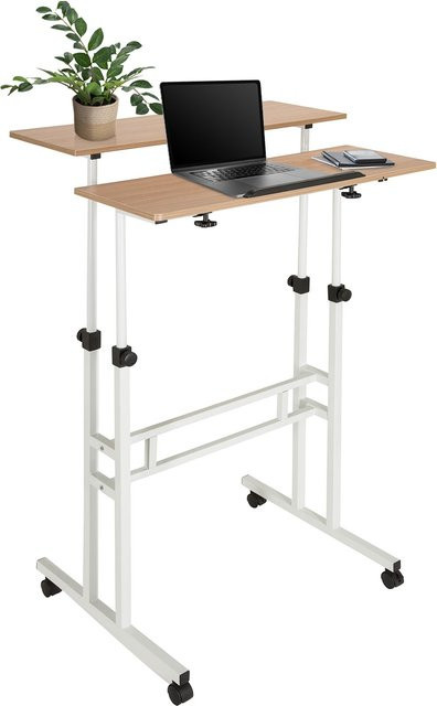 hjh OFFICE Stehschreibtisch WORKSTATION mit höhenverstellbarer Arbeitsfläche aus melaminharzbeschichteter Spanplatte und pulverbeschichtetem Stahlgestell - Bild 1